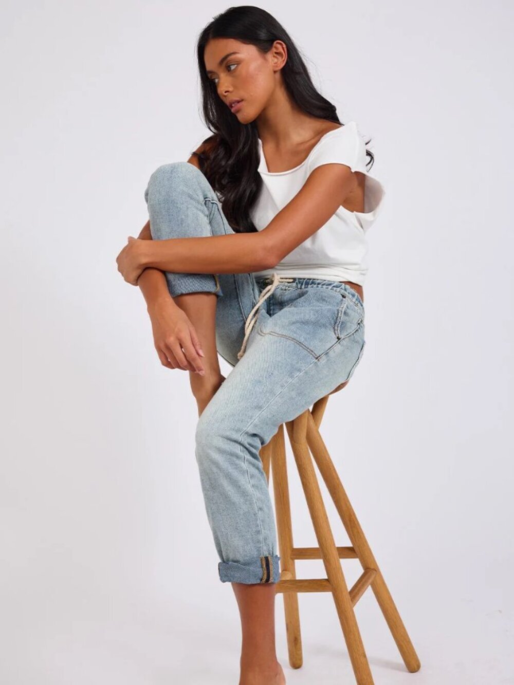 NEW - ONE TEASPOON - Low Waist Drawstring Boyfriend Denim Jeans Size Large